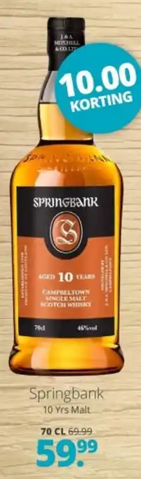 Mitra Springbank 10 Yrs Malt, 70 cl aanbieding