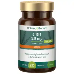 Holland & Barrett Holland & Barrett CBD 20mg MCT Sterk - 30 capsules aanbieding