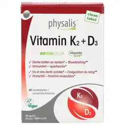 Holland & Barrett Physalis Vitamin K2 + D3 - 60 smelttabletten aanbieding