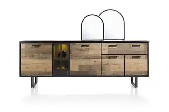 Henders & Hazel Avalon, Dressoir 230 Cm - 4-Deuren + 1-Lade + 1-Glasdeur (+ LED) - Driftwood aanbieding