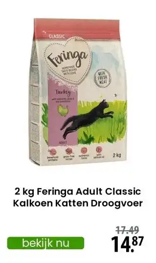 Zooplus 2 kg Feringa Adult Classic Kalkoen Katten Droogvoer aanbieding