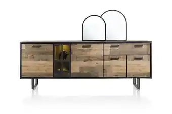 Henders & Hazel Avalon, Dressoir 230 Cm - 4-Deuren + 1-Lade + 1-Glasdeur (+ LED) - Driftwood aanbieding
