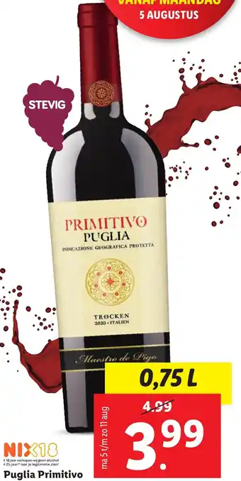 Lidl Puglia primitivo 0,75L aanbieding
