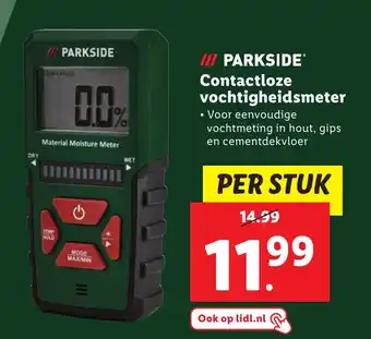 Lidl Parkside contactloze vochtigheidsmeter per stuk aanbieding