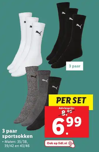 Lidl Puma 3 paar sportsokken per set aanbieding