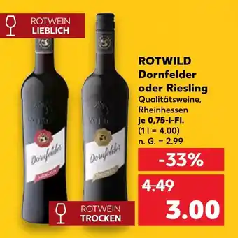 Kaufland DE ROTWILD Dornfelder oder Riesling aanbieding