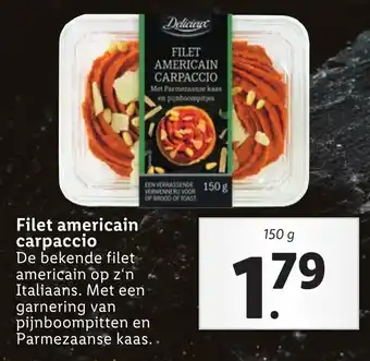 Lidl Delicieux Filet ameracain carpaccio 150g aanbieding