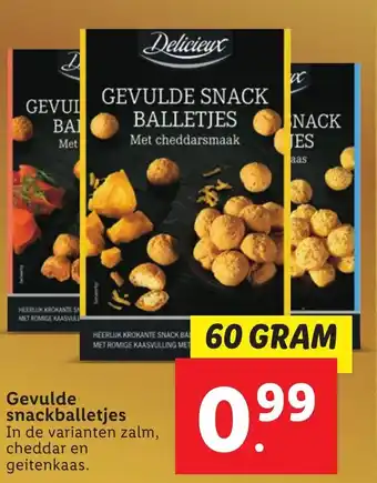 Lidl Delicieux Gevulde snackballetjes 60g aanbieding