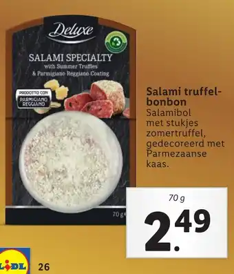 Lidl Delicieux Salami truffelbonbon 70g aanbieding