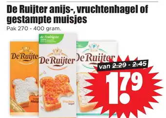 Dirk De Ruijter anijs-, vruchtenhagel of gestampte muisjes Pak 270 400 gram aanbieding
