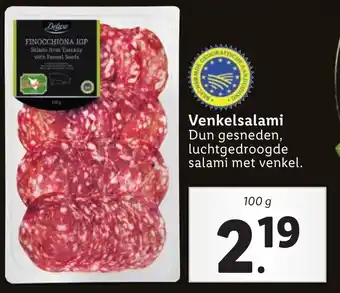 Lidl Deluxe Venkelsalami 100g aanbieding