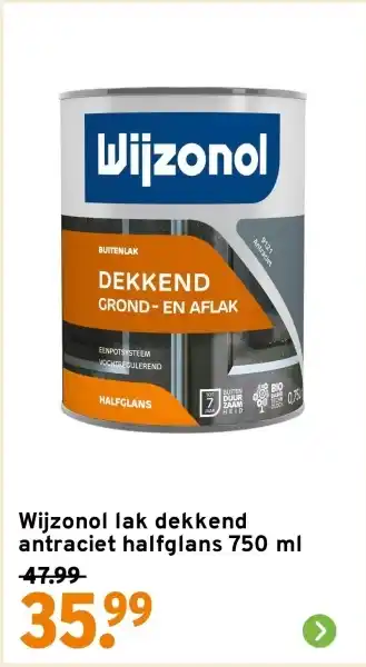 GAMMA Wijzonol lak dekkend antraciet halfglans 750 ml aanbieding