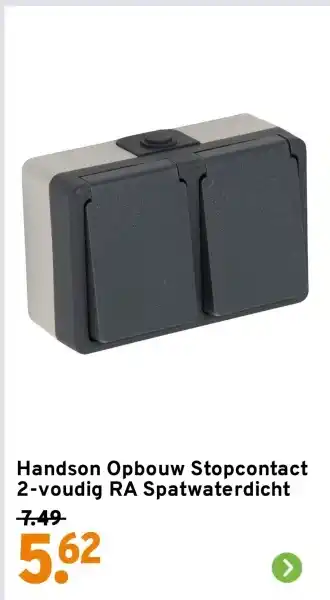 GAMMA Handson Opbouw Stopcontact 2-voudig RA Spatwaterdicht aanbieding