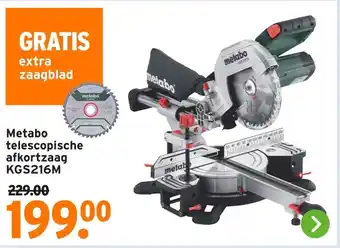 GAMMA Metabo telescopische afkortzaag KGS216M aanbieding