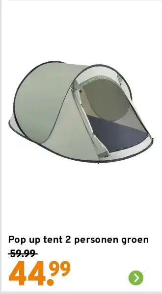 GAMMA Pop up tent 2 personen groen aanbieding