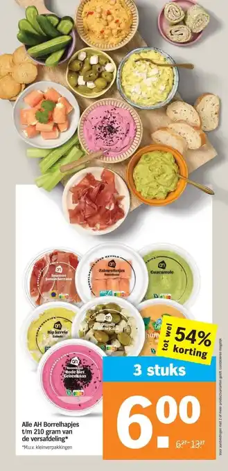 Albert Heijn Alle AH Borrelhapjes t/m 210 gram van de versafdeling* aanbieding