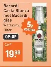 Albert Heijn Bacardi Carta Blanca met Bacardi glas aanbieding