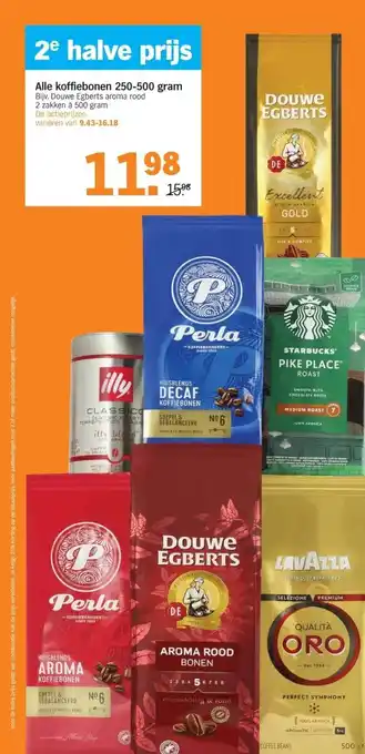 Albert Heijn Alle koffiebonen 250-500 gram aanbieding