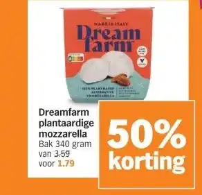 Albert Heijn Dreamfarm plantaardige mozzarella aanbieding