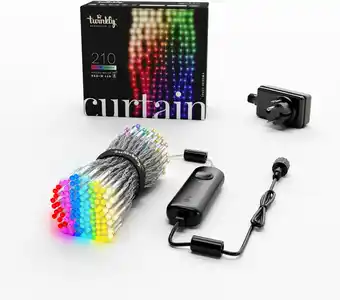 Amazon Twinkly Curtain 210 LED RGB+Bianco, Buitenlichtslinger en Binnen, Slimme Multikleurige RGB en Witte Lichtjes, Compatibel met aanbieding