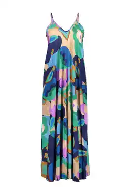 Wehkamp Geisha maxi jurk met all over print groen/blauw aanbieding