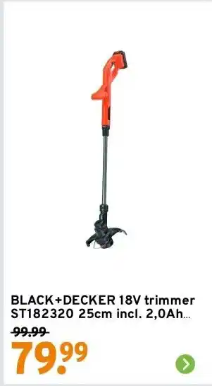 GAMMA BLACK+DECKER 18V trimmer ST182320 25cm incl. 2,0Ah accu + lader aanbieding