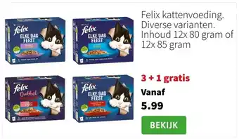 Intratuin Felix kattenvoeding. Diverse varianten. Inhoud 12x 80 gram of 12x 85 gram aanbieding