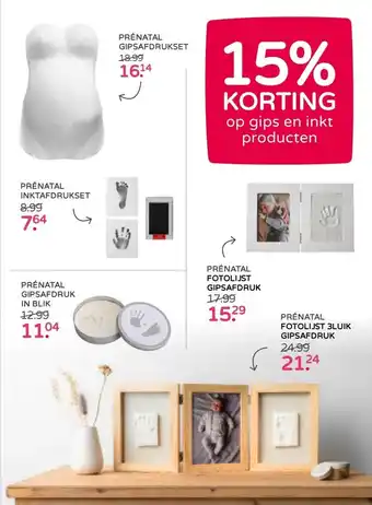 Prenatal 15% KORTING op gips en inkt producten aanbieding