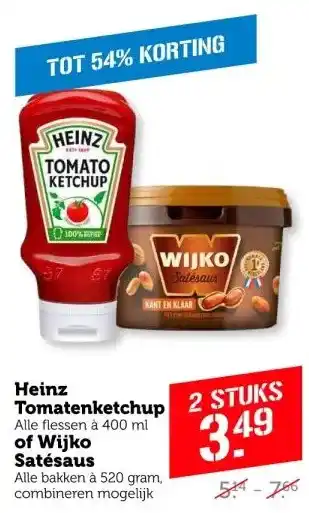 Coop Tomatenketchup Alle flessen à 400 ml aanbieding