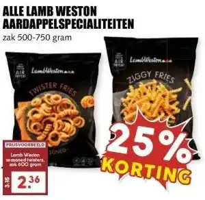 MCD Supermarkt ALLE LAMB WESTON AARDAPPELSPECIALITEITEN aanbieding