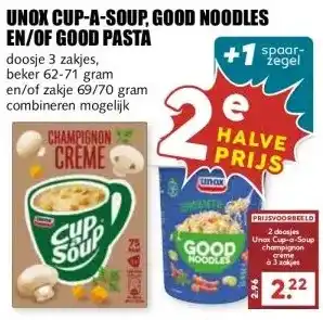 MCD Supermarkt UNOX CUP-A-SOUP, GOOD NOODLES EN/OF GOOD PASTA aanbieding