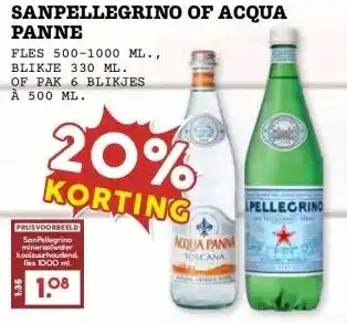 MCD Supermarkt SANPELLEGRINO OF ACQUA PANNE aanbieding