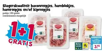 Boon`s Markt Slagerskwaliteit baconreepjes, hamblokjes. hamreepjes en/of kipreepjes aanbieding