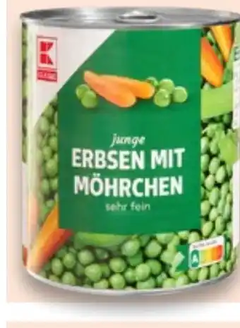 Kaufland DE K-CLASSIC Junge Erbsen mit Möhrchen aanbieding