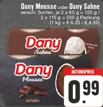 Edeka DE Dany Mousse oder Dany Sahne 2 x 60g / 2 x 115g aanbieding