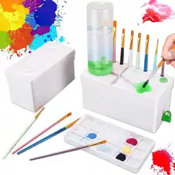 Amazon Paint Brush Cleaner, Upgraded 4-in-1 Painting Supplies, Paint Brush Holder with Palette, Brush Rinser for Acrylic, Watercolor aanbieding