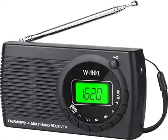 Amazon Padwa - FM/AM/SW draagbare radio, kleine radio met schermweergave/koptelefoonaansluiting, FM-radio met AA-batterijvoeding/klo aanbieding