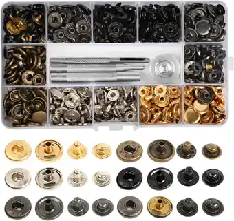 Amazon Set met 120 drukknopsluitingen, 12 mm metalen drukknoppen kit met bevestigingsgereedschap, zware set met drukknopen, ideaal v aanbieding