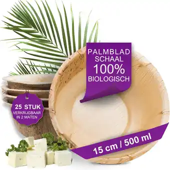 Amazon Waipur Bio Palmblad Schaal – 25x Ronde Schaal Ø 15cm / 500 ml - Composteerbaar Eersteklas Wegwerp Kommen - Wegwerp Schaaltjes aanbieding