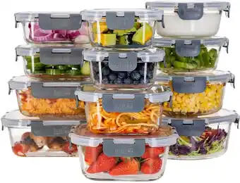 Amazon Igluu Meal Prep Glazen containers met deksels (12 stuks) - Maaltijdbereidingscontainers, magnetron, oven, vriezer en vaatwass aanbieding