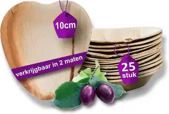 Amazon Waipur Bio Palmblad Borden – 25x Hartvormig Bord 10cm - Composteerbaar Eersteklas Wegwerpservies - Milieuvriendelijke Wegwerp aanbieding