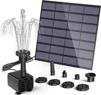 Amazon AMZtime Fontein op zonne-energie 1.5W, 2024 Opgewaardeerde Solar Fontein met 6 Fontein Stijlen, DIY Solar Vijverpomp, Zonne D aanbieding