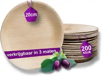 Amazon Waipur Bio Palmblad Borden – 200x Rond Borden Ø 20cm - Composteerbaar Eersteklas Wegwerpservies - Milieuvriendelijke Wegwerpb aanbieding