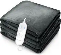 Amazon sinnlein warmtedeken van pluche 200 x 180 cm grijs gecertificeerd door TÜV SÜD GS | elektrische deken met automatische uitsch aanbieding