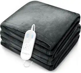Amazon sinnlein warmtedeken van pluche 200 x 180 cm grijs gecertificeerd door TÜV SÜD GS | elektrische deken met automatische uitsch aanbieding
