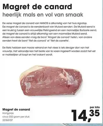 HANOS Magret de canard hongarije aanbieding