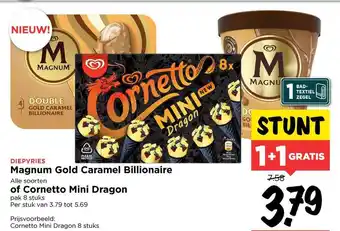 Vomar Voordeelmarkt Magnum Gold Caramel Billionaire Of Cornetto Mini Dragon aanbieding