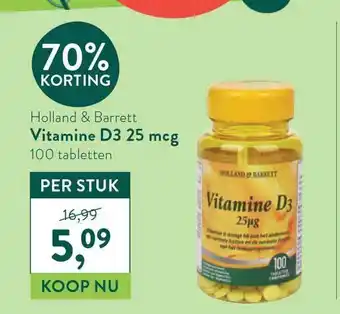 Holland & Barrett Holland & Barrett Vitamine D3 25mcg aanbieding