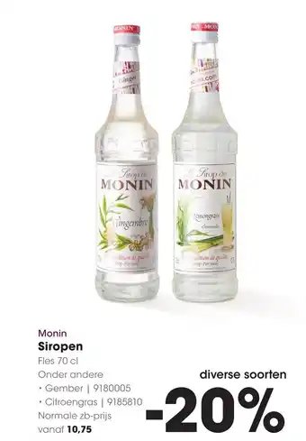 HANOS Monin Siropen aanbieding