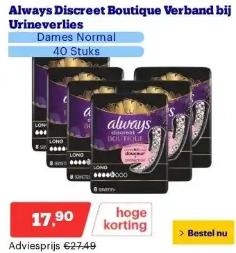 Bol.com Always Discreet Boutique Verband bij Urineverlies aanbieding